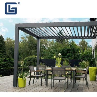 China Easily Assembled Awning Free Louvered Pergola Cover Patio Pergola Aluminum Gazebo With LED Lights Pergola for sale