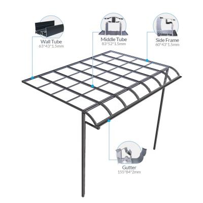 China Anti-UV professional aluminum tent outdoor polycarbonate panel patio awning for sale