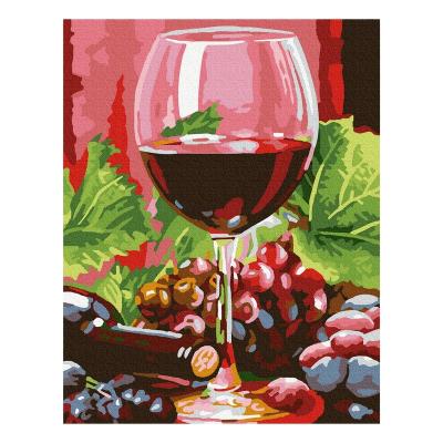 China Recyclable Materials Eco-friendly 40*50 Painting By Numbers Small Fresh Oil Grape Wine Art Canvas Painting Decorative, Handmade Gift For Adults for sale