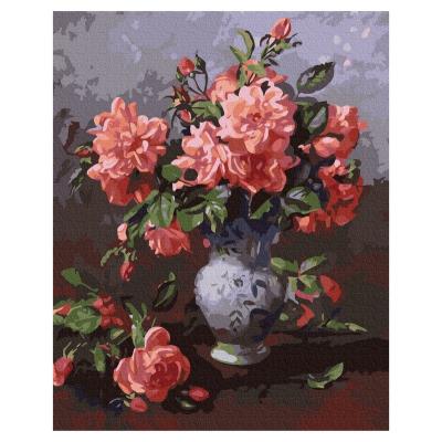 China Eco-friendly Classic Pink Recyclable Materials Vase Oil Painting 40x50 Painting By Numbers Flower Decorative Painting for sale