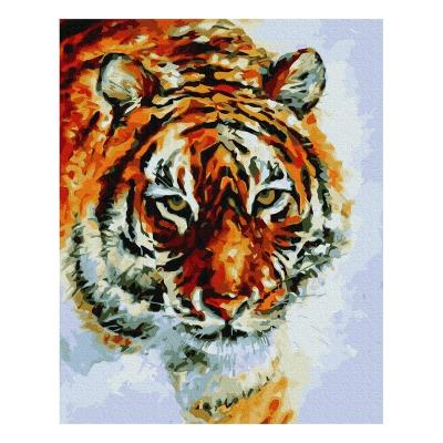 China Eco-friendly Recyclable Materials Winter Night Tiger Head Home Painting By Numbers, DIY Non-fading Decorative Painting, Animal Oil Painting for sale