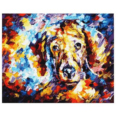 China Eco-friendly Recyclable Materials Colorful Abstract Dog Color Oil Painting, DIY Oil Painting By Numbers, 40*50 Non-fading Still Life Decoration Animal Painting for sale