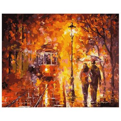 China Eco-friendly Recyclable Materials Hot Rain Art Loaf Painting, DIY Paint By Numbers, Unfading Abstract Couple Oil Painting 40*50 for sale