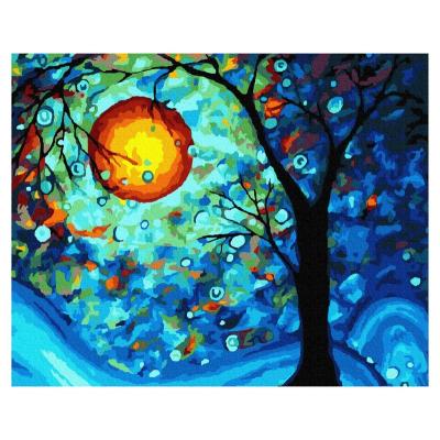 China Eco-friendly Adult DIY Decorative Paint Unfade Landscape Paintings Blue Tone Abstract Materials Recyclable Paint By Numbers for sale