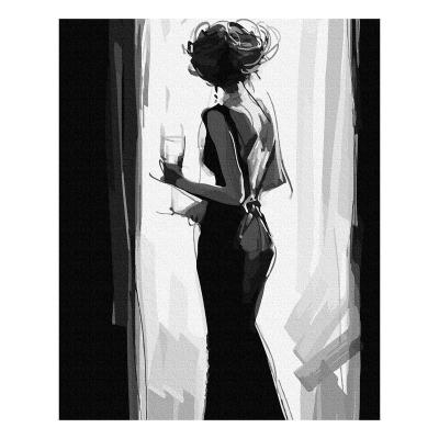 China eco-friendly sexy beauty black white decorative painting of recyclable materials,40*50 canvas diy painting,woman back oil painting by numbers for sale