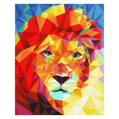 China Eco-friendly Abstract Animal Colorful Decorative Painting Lion Painting Recyclable Materials Art Style Animal Home Painting By Numbers for sale