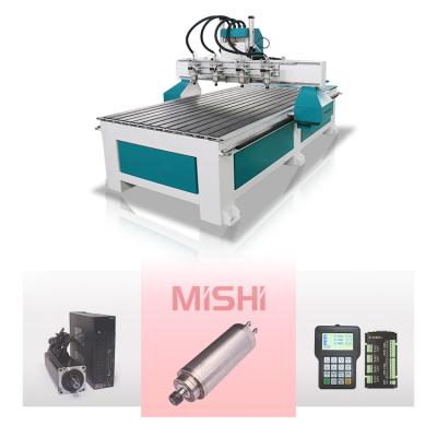 China Hotels Jinan Mingshi Multi Head 3d Woodworking Machine 4 Axis CNC Router for wood table leg with 1.5kw spindles for sale