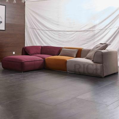 China Corner Modular Sofa Modern Couch Living Room Sectional Sofa Soft Padded European Linen Fabric Upholstered Sectional Sofa for sale