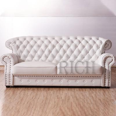 China Chesterfield modular tufted back tufted leather sofa 2 seater couch white leather sofa and loveseat Chesterfield sofa for sale