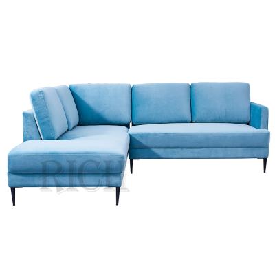 China Blue Fabric L Modern Sectional Light Blue Velvet Modern Sofa Sectional Modular Deep Couch Velvet Corner Couch Velvet Corner Sofa for sale