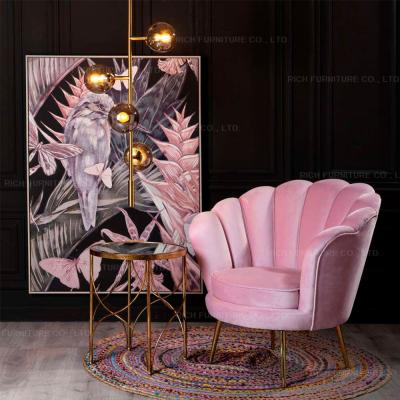 China Luxury Hotel Modular Bedroom Leisure Sofa Chair Accent Chair Shell Shape Relax High End Nordic Modern Pink Comfortable Armchair for sale