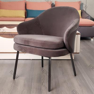 China Contemporary Home Furniture Accent Armrest Dining Chair Modern Fabric Restaurant Dining Chairs With Metal Leg Fabric Seat Dining Chair for sale