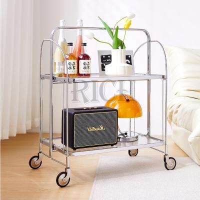 China Modern Desgin Folded Kitchen Tea Food Trolley Trolley Hotel Restaurant Serving Dining Car Collapsible Restaurant Food Serving Cart for sale