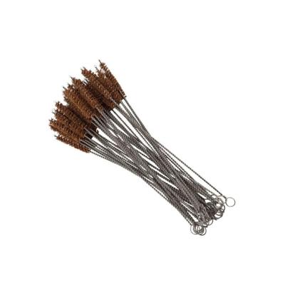 China Sustainable Eco-friendly Brown Stainless Steel Straw Brush Cleaner Coconut Fiber Cleaning Brush for sale