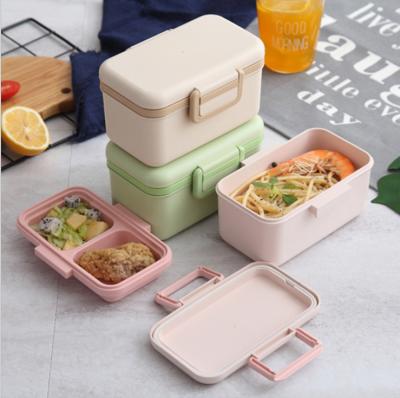 China Custom Logo Disposable Double-Layer Fiber Logo Student Kids Tin Camping Rectangular Plastic Biodegradable Bamboo Bowl for sale