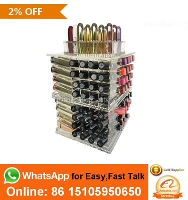 China Has 146 Compartment To Hold Makeup Storage Organizer Plexiglass Acrylic Lipstick Rotating Rotating Tower for sale