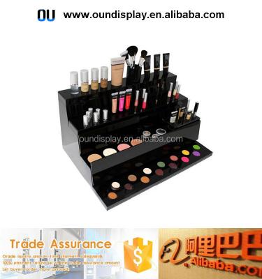 China 4 Shelf To Hold Black Acrylic Makeup Display 3 Shelf Mac Eyeshadow Palette Acrylic Eyeshadow Palette Display Stand for sale