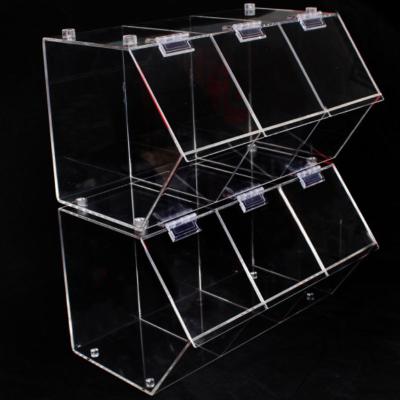 China Wholesale Food Stackable Bins Storage Freshness Preservation Supermarket Acrylic Clear Candy Bins for sale