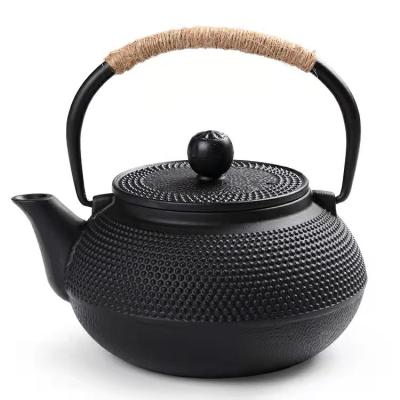 China Sustainable 300ML Round Pearl Dot Cast Enamel Teapot for sale