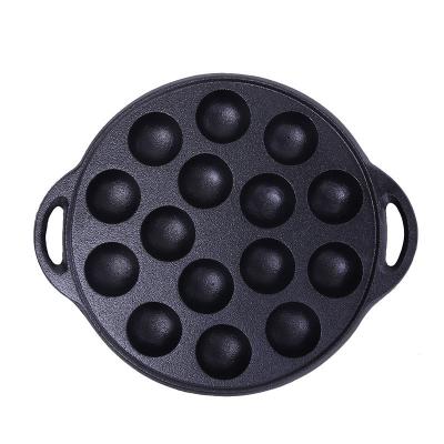 China Amazon Sustainable Hot Selling Stuffed Pancake Grill Pan With 15 Holes Heavy Duty Nonstick Cast Iron Poffertjes Pan for sale