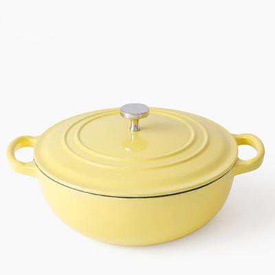 China Wholesale High Quality Sustainable Enamel Food Cast Iron Pot Container OEM Serving Enamel Soup Hot Pot for sale