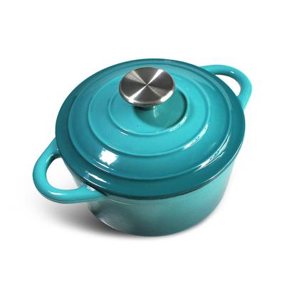 China Low MOQ New Design Gradient Casserole Design Blue Cast Iron Enamel Kitchen Cookware Dish Healthy Baking Casserole for sale