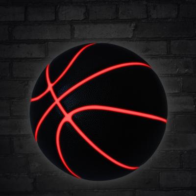 China Size 7 Outdoor Sport Game Basketballs Outdoor Light High Ball Toy Luminous LED Custom Stand Glow Dark Night Basketball for sale