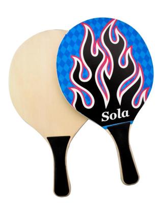 China Outdoor Sports Set Wholesale Custom Logo Print Plastic Kid's Best Beach Tennis Racket Set Balls Wooden Racket Paddle for sale