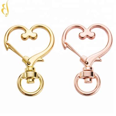 China Keyrings; Bag Hook Rose Gold Heart Shape Bag Swivel Lobster Clasp Key Chain Snap Hook for sale