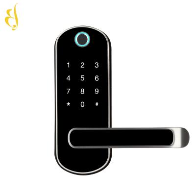 China Desktop BT and Fingerprint Door Handle TT Smart Electronic Door Lock with APP Control for sale