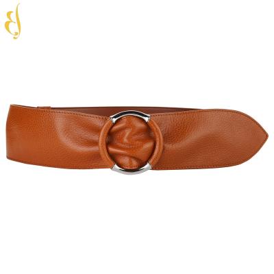 China 99cm Genuine Leather Ditch Coat Belt Round Buckle Replacement Fashion Genuine Leather Belt For Women for sale