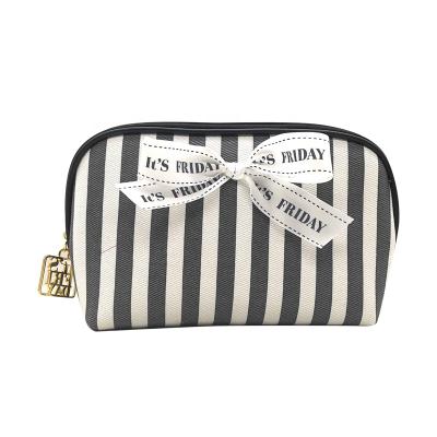 China Hot Selling Durable Cotton Canvas Bag Custom Makeup Bag Bow Tie Cosmetic Pouch Durable Hot Selling Cosmetic Pouch for sale