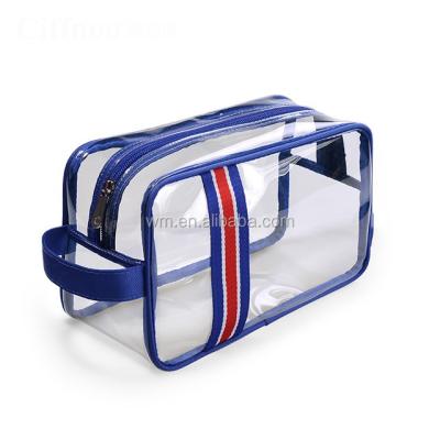 China Wholesale Custom Reusable Clear Clear Transparent Cosmetic Bag PVC Toiletry Bag Waterproof PVC Makeup Bag for sale