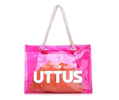 China Fashion PVC Transparent Beach Bag Custom Logo Travel Tote Shopping Bag Summer Swimming Bag for sale