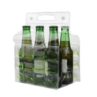 China Thermal Customized 6 Bottle PVC Wine Bag Wine Beer Bottle Bag Cooler Wine Packaging Bag With Handle for sale