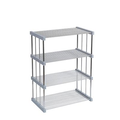 China Multifunctional Morden Kitchen Home Living Room 4 Layers Metal 201 Stainless Steel Food Storage Rack Rack Shelf for sale