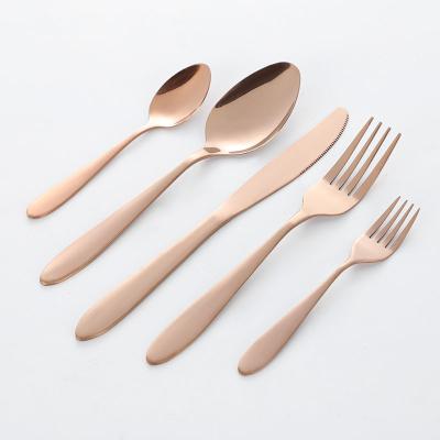 China Viable Wedding Party Palace Rose Gold 410 Spoon Fork Knife 5pcs Stainless Steel Flatware Flatware Cutlery Sets for sale