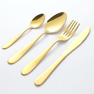 China Amazon Style 410 Wedding Party Palace Dinner Stainless Steel Spoon Fork Knife 4pcs Flatware Dinnerware Hot Viable Serving Set for sale