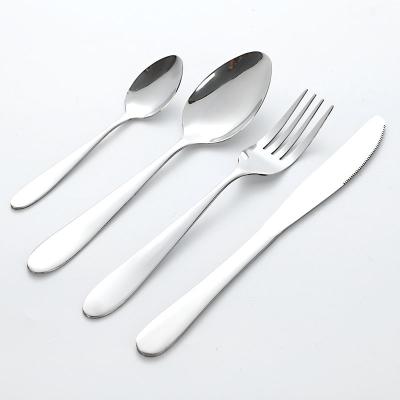 China Hot Selling Viable Silver 410 Stainless Steel Flatware 4pcs Dinnerware Silverware Serving Cutlery Set for sale