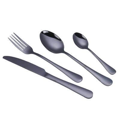 China Wedding Party Palace Hotel Black Metal Stainless Steel Flatware 4pcs Flatware Flatware Elegant Viable Elegant Serving Set for sale