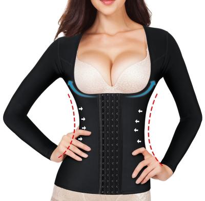 China Antibacterial Slimming Body Shaper Postpartum Women Zipper Belly Waist Trainer Shapewear Short Arm Shapers Underbust Full for sale