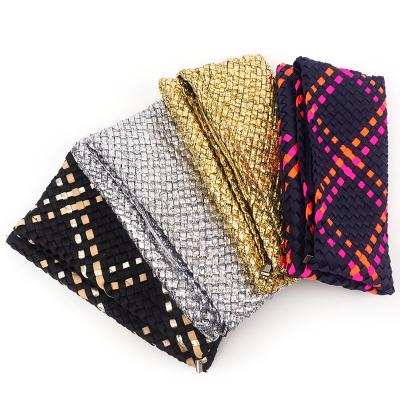 China 2021 Fashion Autumn Winter Woven Neoprene Purse Hand Make Ladies Wallet Weave Evening Clutches And Clutches for sale