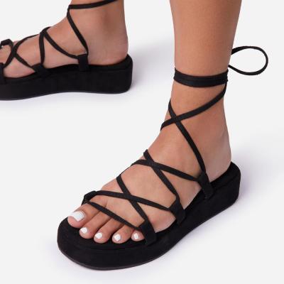 China Hot Selling Fashion Trend Summer Plus Size Fashion Platform Strap Women's Flat Sandals Peep Toe Women's Shoes Sandal for sale