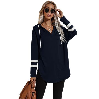 China 2021 Autumn Winter New Arrival Loose Bat Wing Sleeve V-Neck Women's Hoodies Sweater Breathable for sale