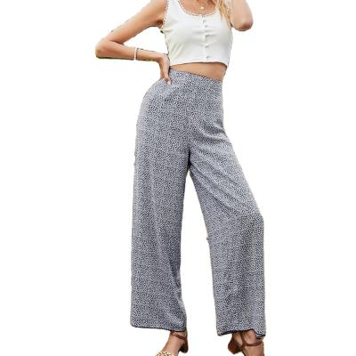 China New Arrival QUICK DRY Women's Dark Blue Bell Bottoms Wide Leg Pants Summer Wide Leg Flares Casual Trousers Ladies Pants for sale