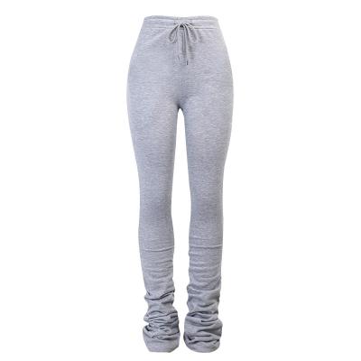 China New Arrival QUICK DRY Women Autumn Winter Elastic High Waist Solid Color Streetwear Casual Joggers Pants Stacked Pants for sale