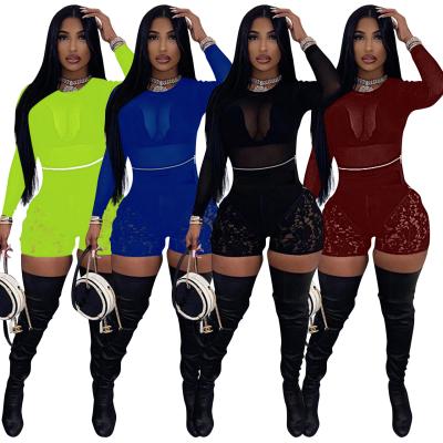 China Nightclub Lady Lace High Waisted Anti-pilling Zipper Shorts Black See Through Patchwork Short Pants for sale