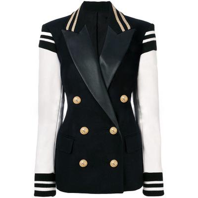 China 2021 viable new arrival fashion design women patchwork pu leather jacket women blazer jacket for sale