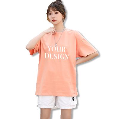 China High Quality Custom Logo Style Pink Sports Cute Anti-wrinkle OEM/ODM Screen Printing 100% Cotton Short Sleeve White T-Shirt for sale