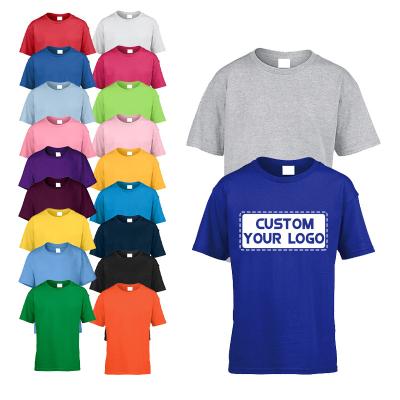 China custom Anti-wrinkle boys and girls cotton T-shirt kids sports solid color cultural white children baby t-shirt simple custom logo t-shirt for sale